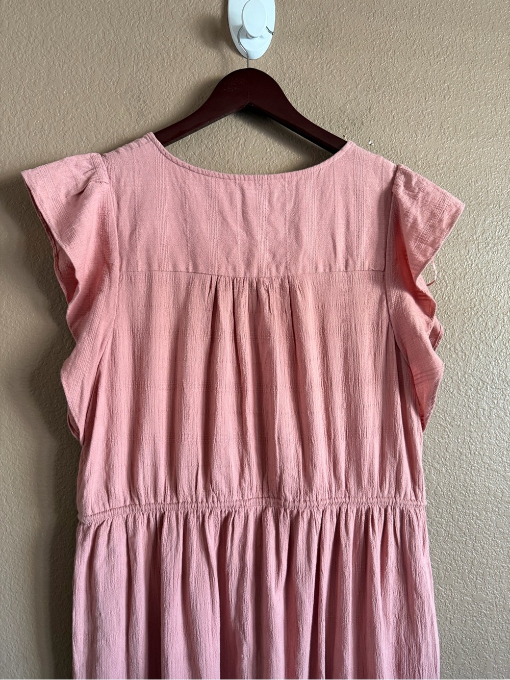 Lucky Brand Blush Pink Button Front Maxi Dress with Tassel Tie & Pockets Size XL - Picture 9 of 11